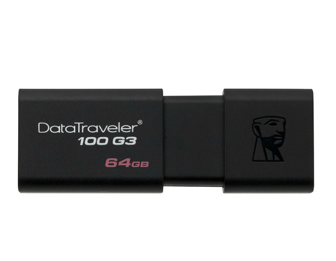 金士顿DT 100G3 64GB USB3.0 U盘 黑色伸缩