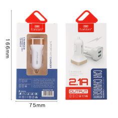 艺斗士ES-138车充双USB 一拖二 点烟器2.1A快充手机智能通用车载充电器带包装