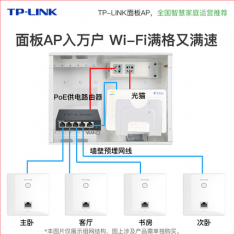 TP-LINK   TL-AP300I-PoE薄款 300M墙壁式无线AP面板带IPTV/电话口酒店商用poe供电全屋WIFI覆盖