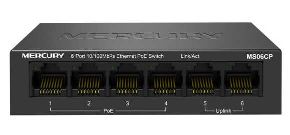 水星MS06CP  6口百兆双上联端口POE交换机