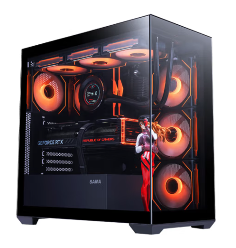 先马（SAMA）掠影 ATX海景房机箱台式机 钢化玻璃/可拆支柱/USB3.0/支持大板/360水冷/多风扇位