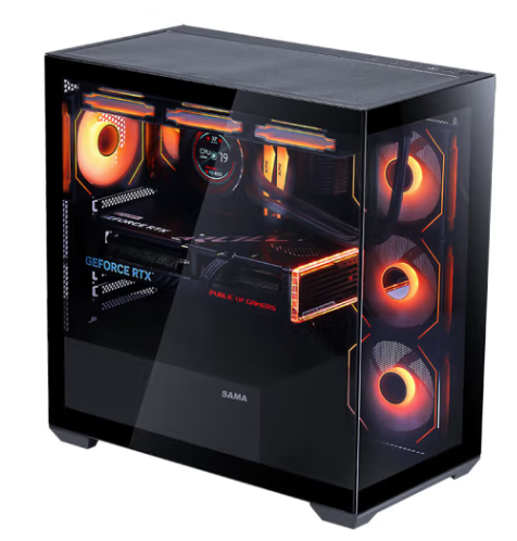 先马（SAMA）掠影 ATX海景房机箱台式机 钢化玻璃/可拆支柱/USB3.0/支持大板/360水冷/多风扇位